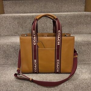 Coach Smith Tan and Burgundy Tote Bag